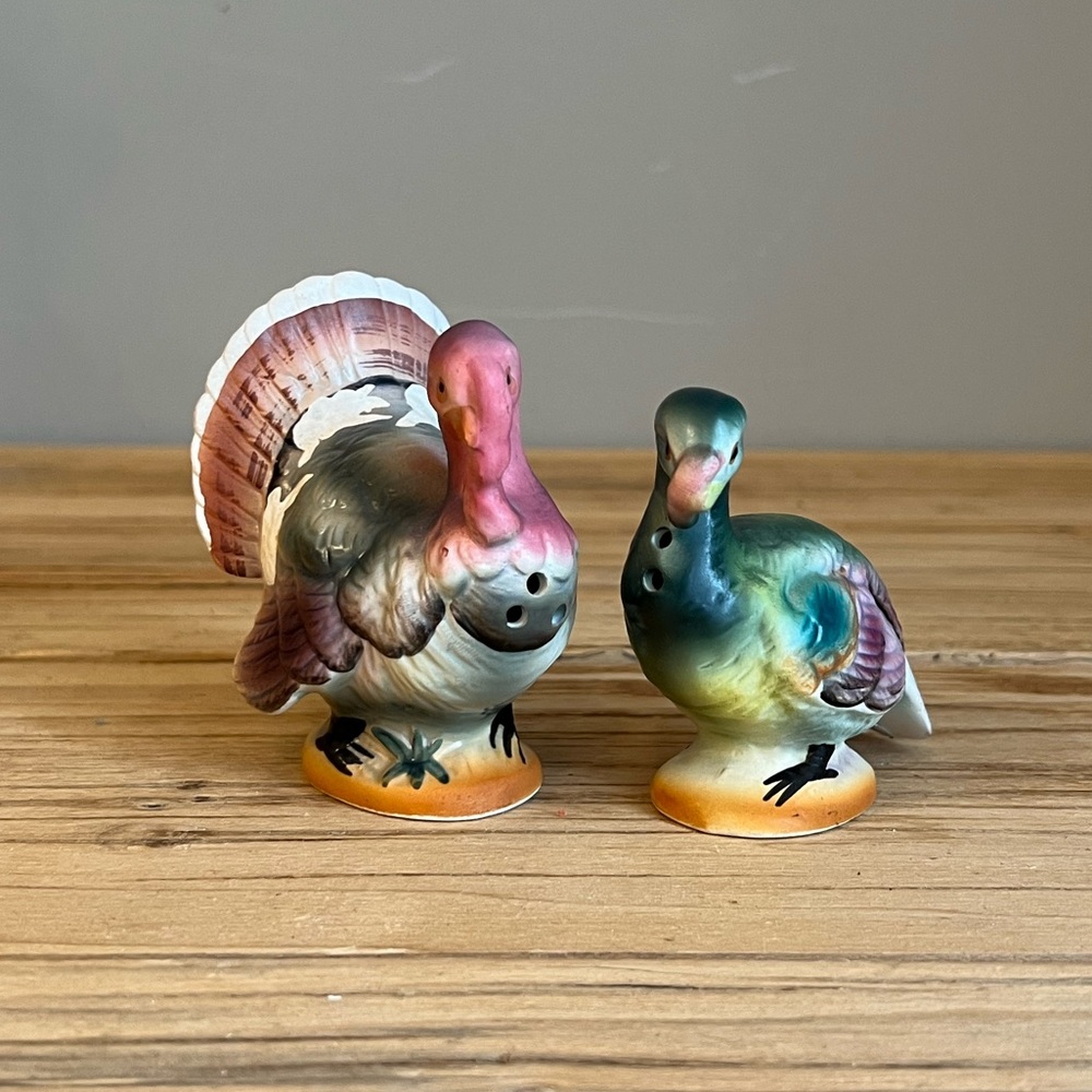 Vintage Ceramic Turkey Salt and Pepper Shakers